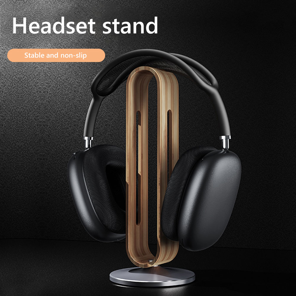 Bamboo Wood Headphone Stand De - Gaming Accessories Table ulasan dan harga